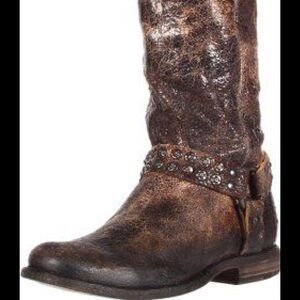 Frye Brown Studded Leather Riding Boots
